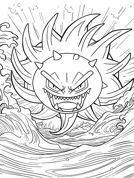 Angry Cloyster Pokemon Coloring Page - 2