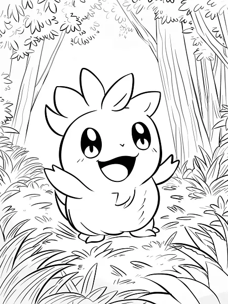 Clefable Pokemon Coloring Page in Forest - 3