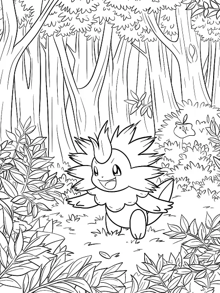 Clefable Pokemon Coloring Page in Forest - 1