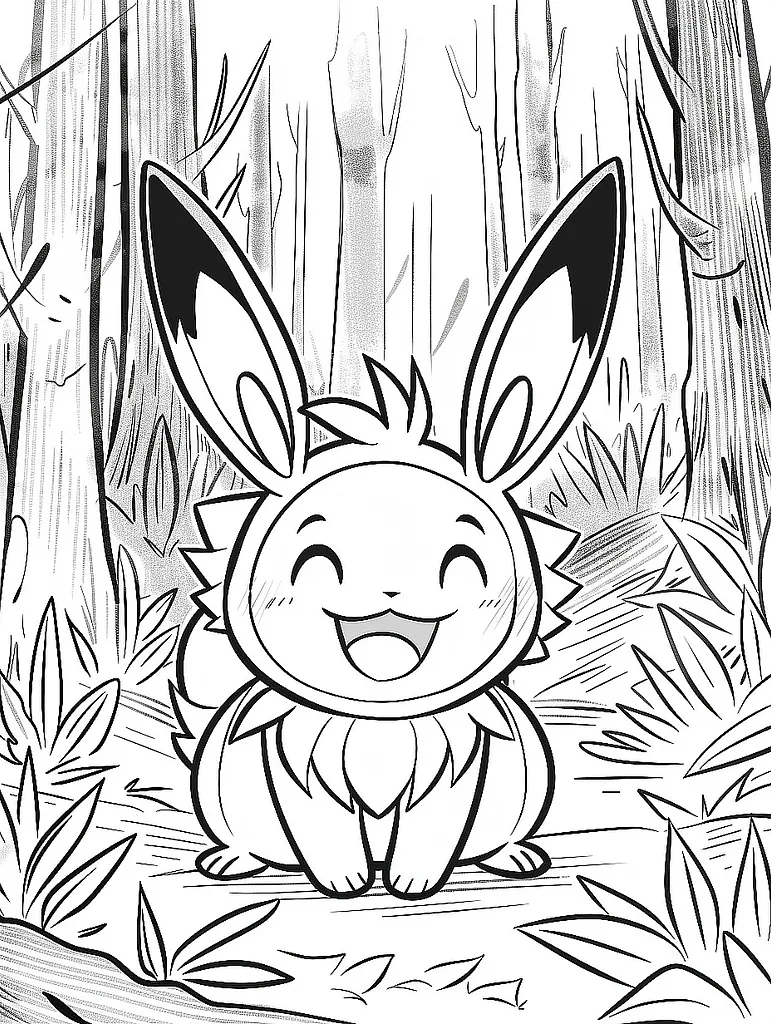 Clefable Pokemon Coloring Page in Forest