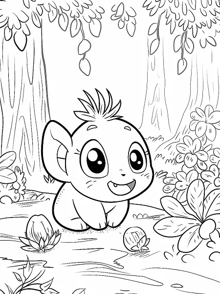 Happy Weepinbell in Forest Coloring Page - 0