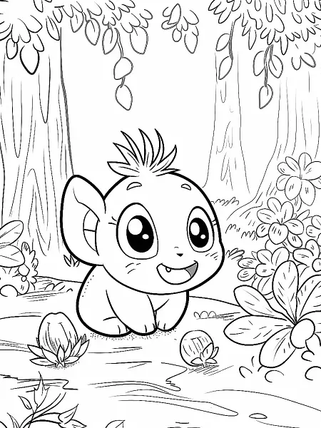 Happy Weepinbell in Forest Coloring Page