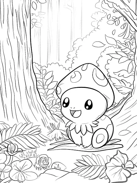 Happy Weepinbell in Forest Coloring Page - 1