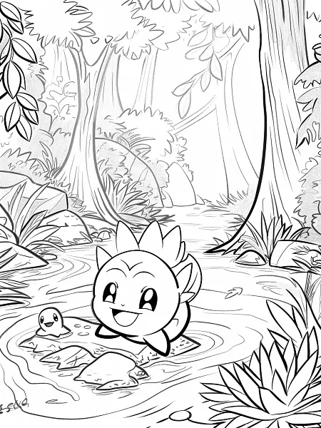 Happy Weepinbell in Forest Coloring Page - 2