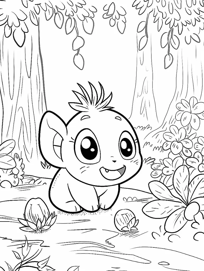 Happy Weepinbell in Forest Coloring Page