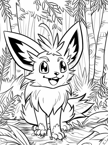 Bayleef Pokemon in a Joyful Forest Scene - 2