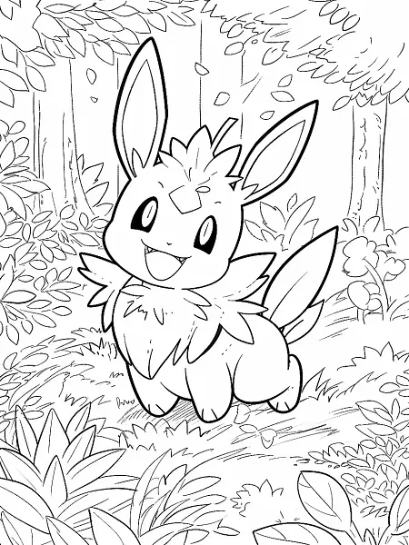 Bayleef Pokemon in a Joyful Forest Scene - 0