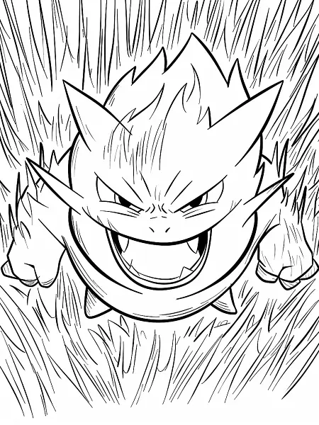 Magmar Pokemon Coloring Page with Fiery Background - 2