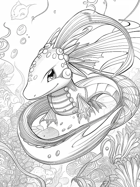 Milotic's Joyful Swim Coloring Page - 0