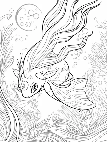 Milotic's Joyful Swim Coloring Page - 3