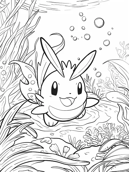 Azumarill Coloring Page: Happy Underwater Scene - 3