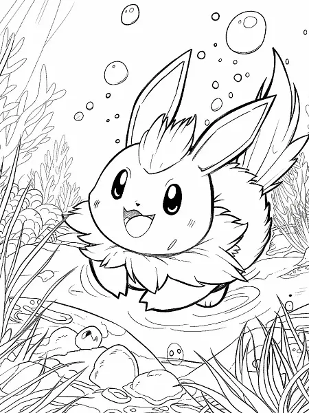 Azumarill Coloring Page: Happy Underwater Scene - 0