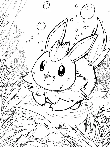 Azumarill Coloring Page: Happy Underwater Scene