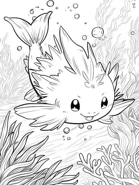 Azumarill Coloring Page: Happy Underwater Scene - 2