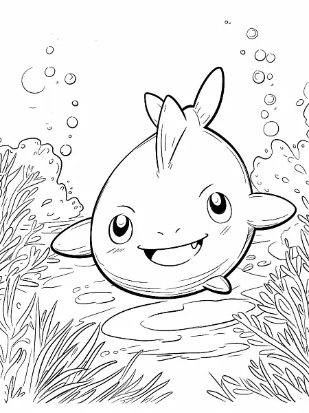 Azumarill Coloring Page: Happy Underwater Scene - 1