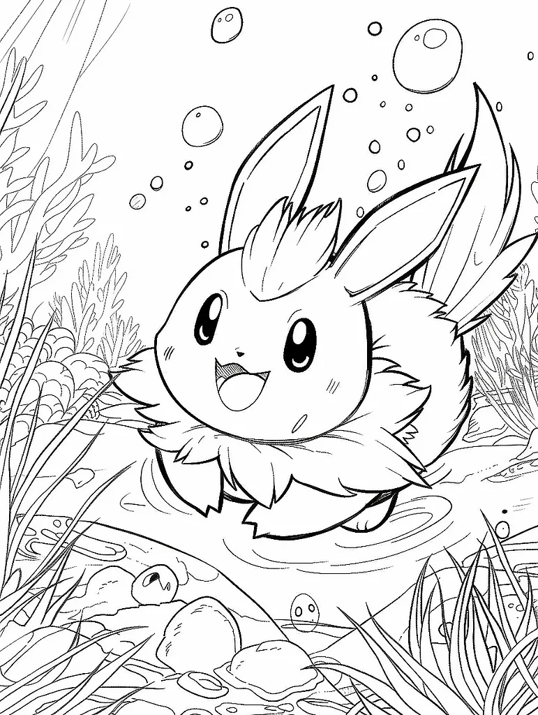 Azumarill Coloring Page: Happy Underwater Scene