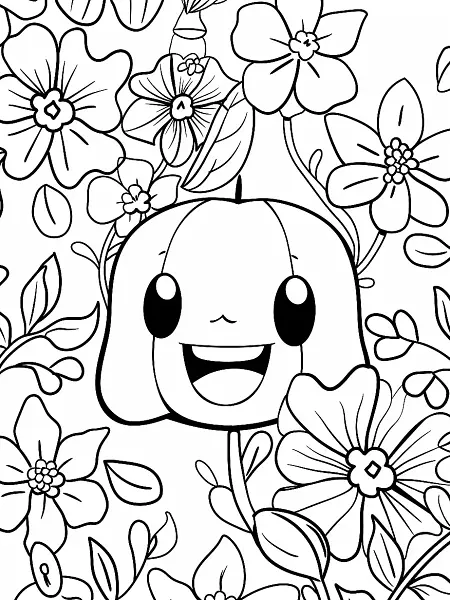 Bellossom Pokemon Coloring Page with Floral Background - 1