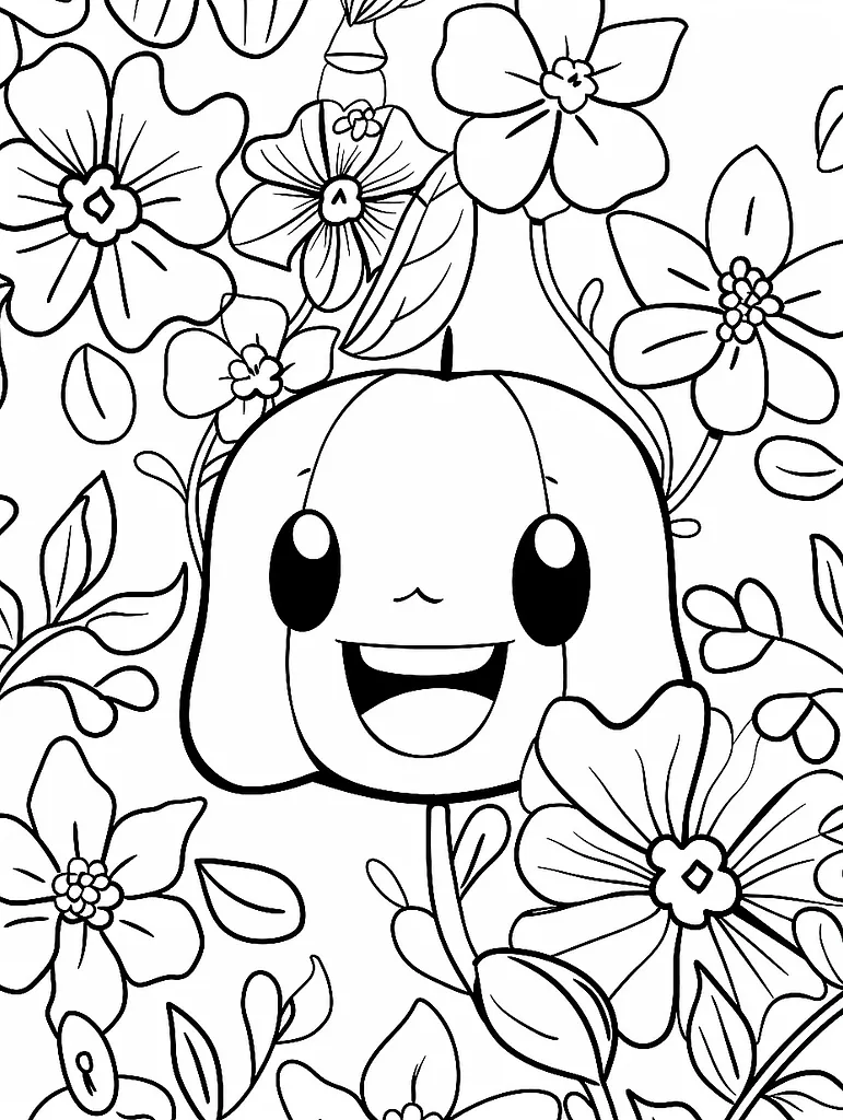 Bellossom Pokemon Coloring Page with Floral Background 2