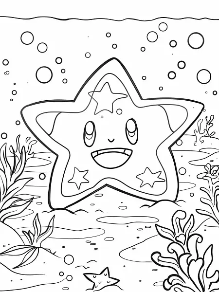 Happy Omastar Underwater Coloring Page - 3