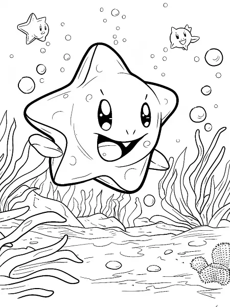 Happy Omastar Underwater Coloring Page - 0