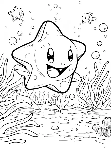 Happy Omastar Underwater Coloring Page