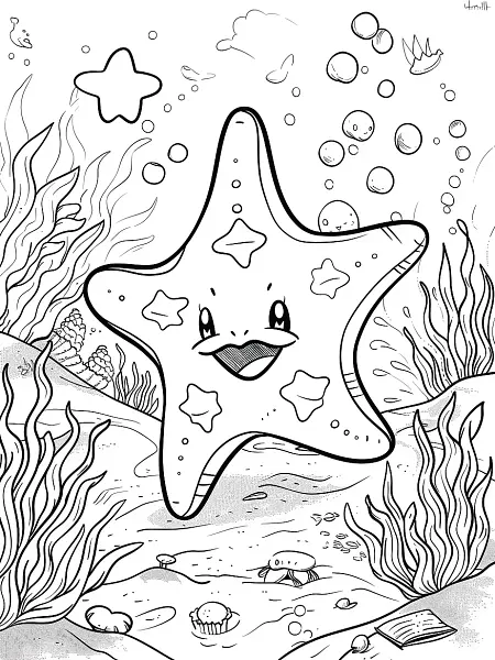 Happy Omastar Underwater Coloring Page - 2