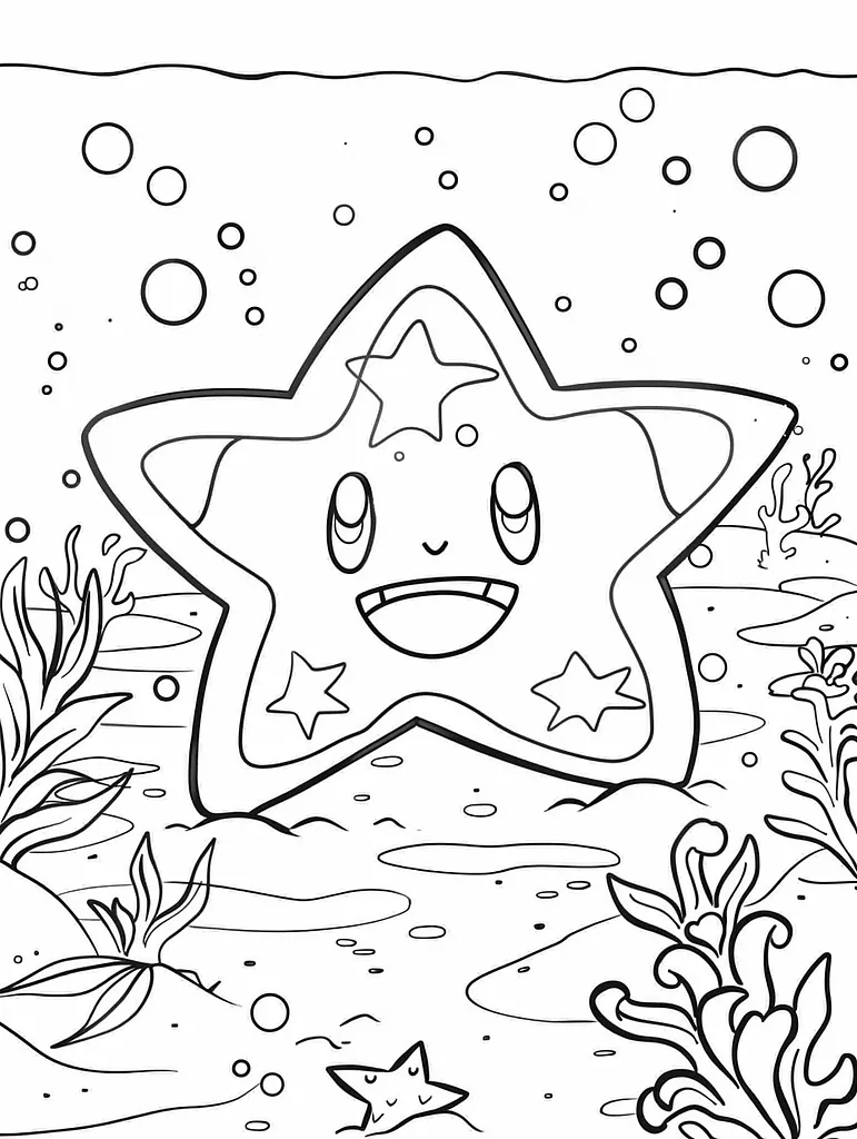 Happy Omastar Underwater Coloring Page 4