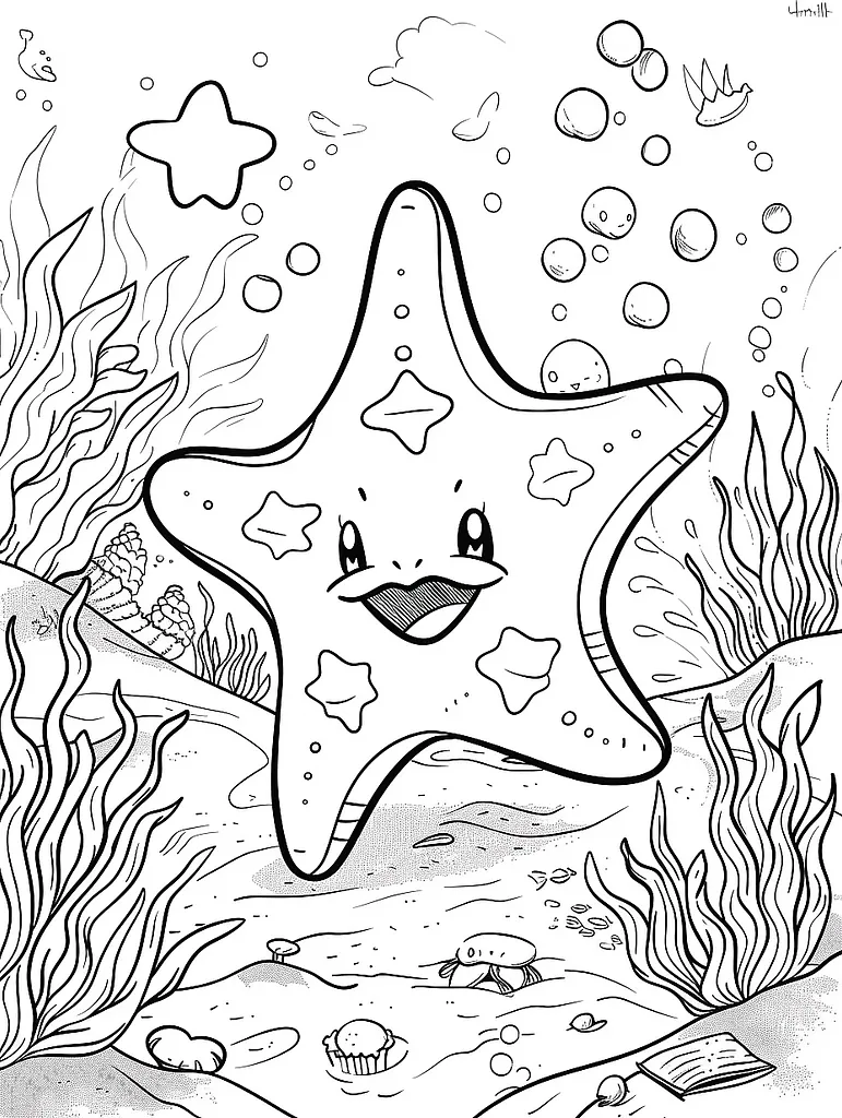 Happy Omastar Underwater Coloring Page 3