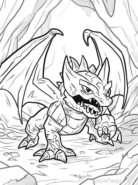 Fierce Crobat Pokemon in Dark Cave Coloring Page - 2