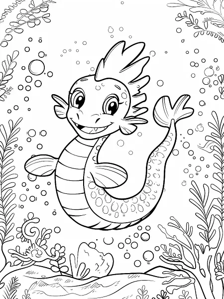 Seadra Pokemon Coloring Page - 1