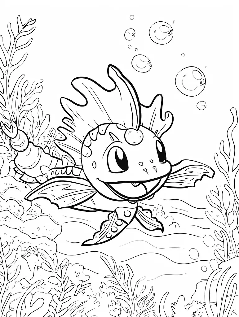 Seadra Pokemon Coloring Page 4