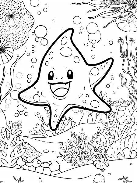 Staryu Pokemon Coloring Page - Underwater Joy - 1