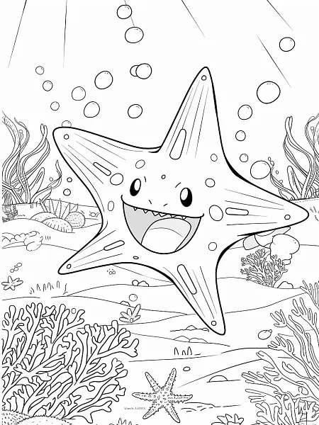 Staryu Pokemon Coloring Page - Underwater Joy - 2