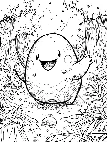 Happy Diglett in the Forest Coloring Page - 0