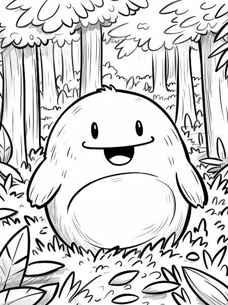 Happy Diglett in the Forest Coloring Page - 3