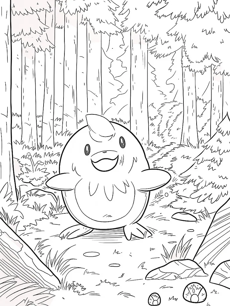 Happy Diglett in the Forest Coloring Page 2