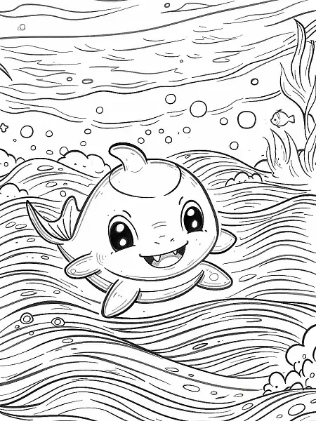 Seel Pokemon Coloring Page with Ocean Waves - 0