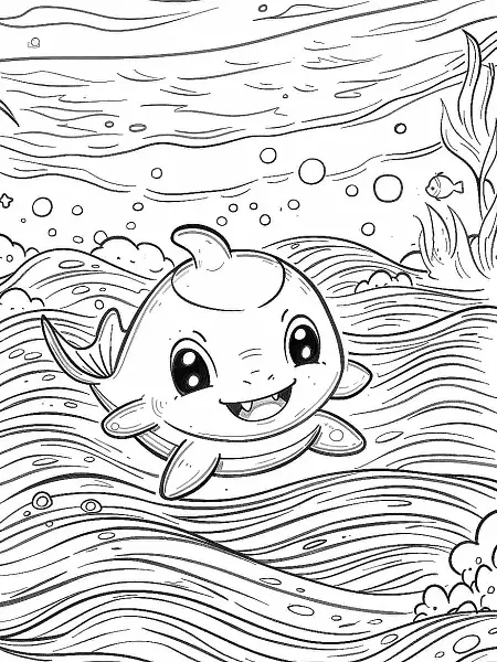 Seel Pokemon Coloring Page with Ocean Waves