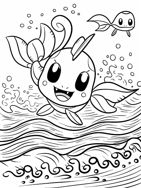 Seel Pokemon Coloring Page with Ocean Waves - 2