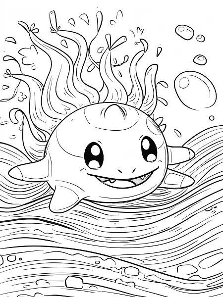 Seel Pokemon Coloring Page with Ocean Waves - 3