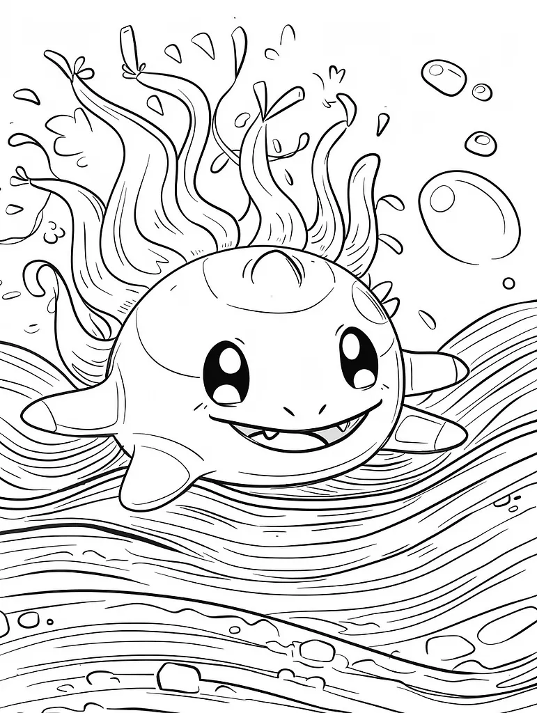 Seel Pokemon Coloring Page with Ocean Waves 4