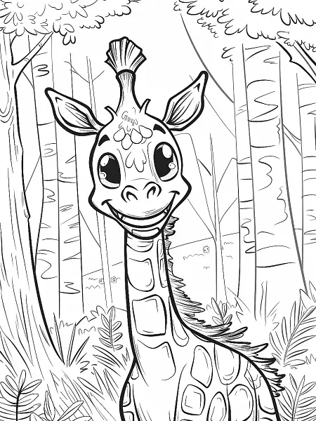 Girafarig Pokemon Coloring Page in Forest