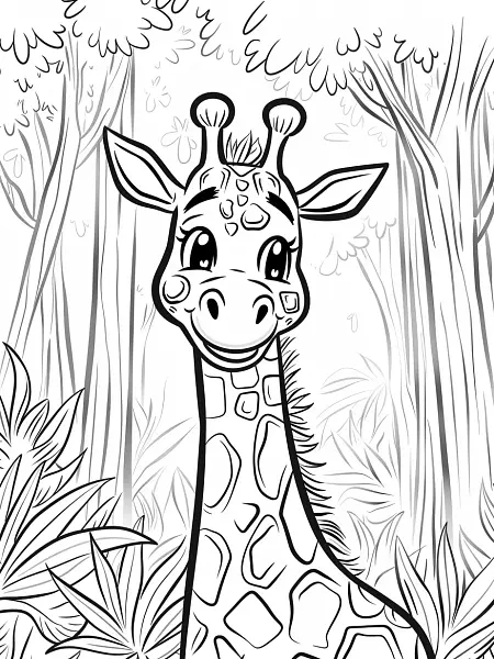 Girafarig Pokemon Coloring Page in Forest - 1