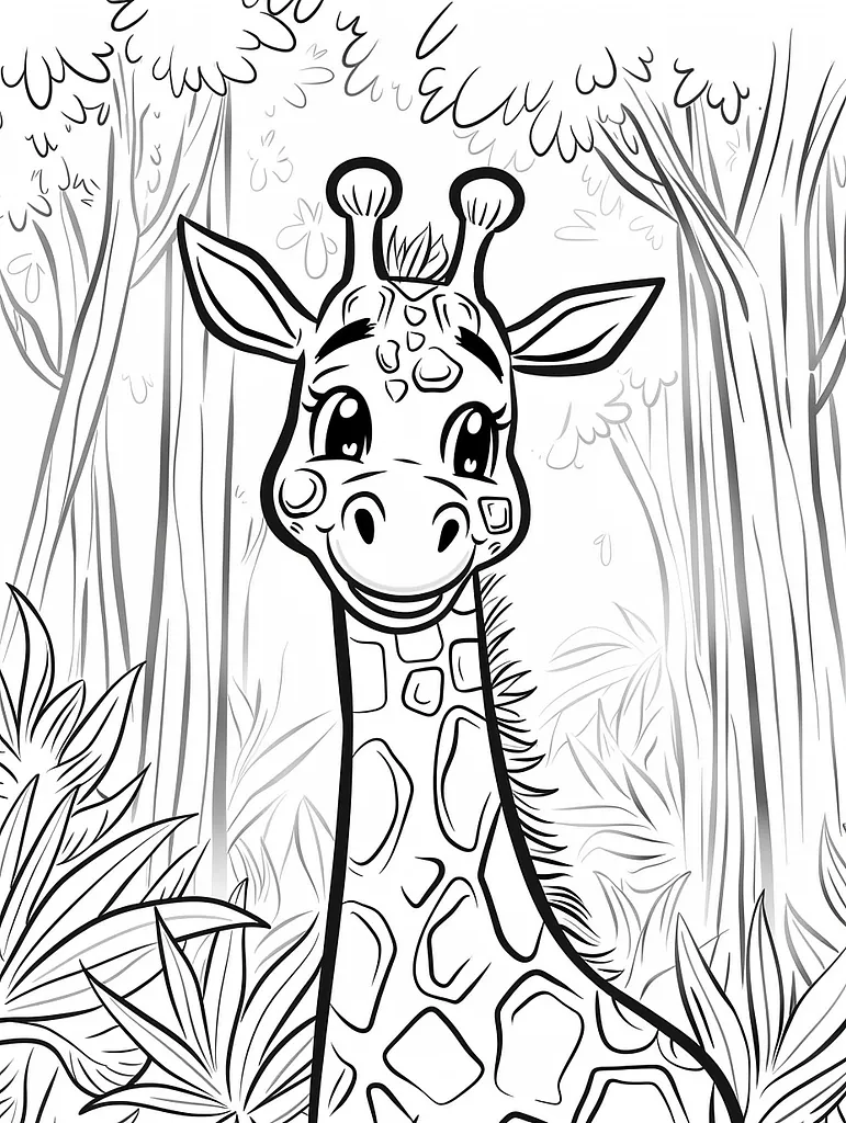 Girafarig Pokemon Coloring Page in Forest 2