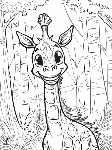 Girafarig Pokemon Coloring Page in Forest - 0