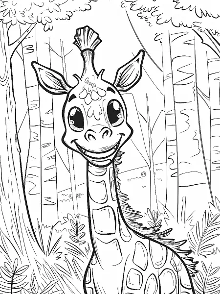 Girafarig Pokemon Coloring Page in Forest