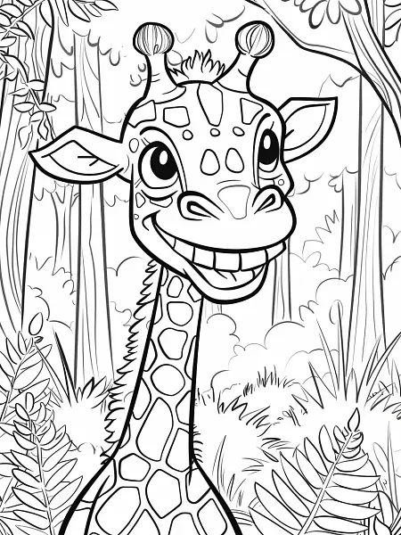 Girafarig Pokemon Coloring Page in Forest - 2