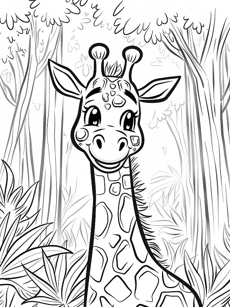 Girafarig Pokemon Coloring Page in Forest - 1