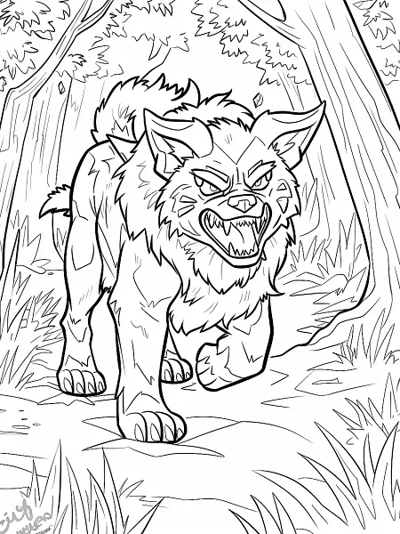 Granbull Pokemon Coloring Page in Forest Background - 1