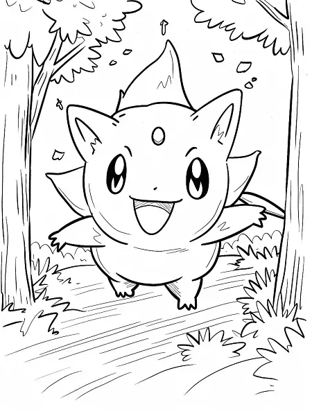 Jumpluff in the Forest Coloring Page - 2